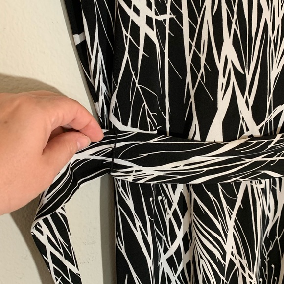 Karen Kade (size L) Black and White Cascade Faux Wrap Dress - Picture 7 of 11